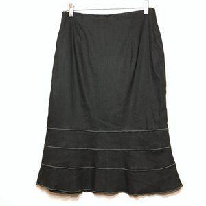 riki Black & White Linen Skirt USA made Size S EUC